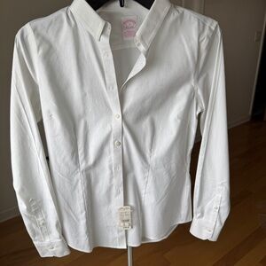 Brooks Brothers White Fitted Non Iron Shirt- Size 2